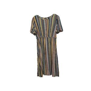EMERY ROSE Dress Womens XL Striped Blouson Short Sleeve